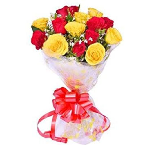 10 multicolored roses bouquet 600_-