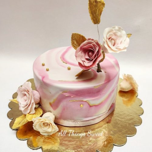 Floral Marble finish Cake