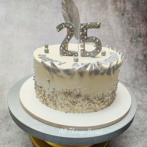 Silver Anniversary Buttercream Cake